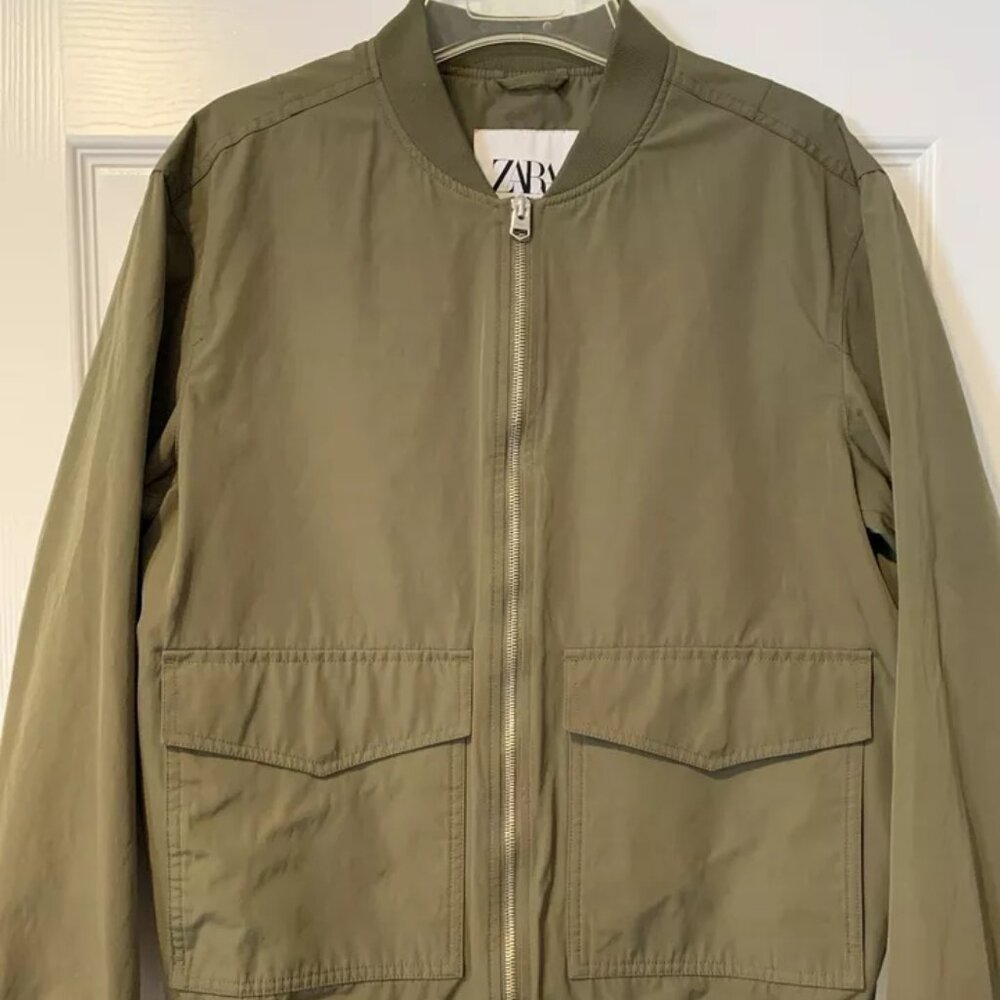 Zara Olive Green Jacket Coat Size M Lightweight Unisex Men Women Fall Spring